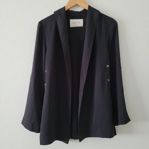 Aritzia Babaton black long sleeve kahlo robe mid size XXS